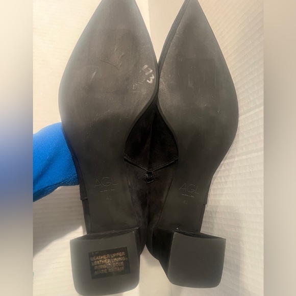 AGL Mimma Pointed Toe Block Heel Black Suede Women’s Bootie SIZE 41EU 9.5US - Picture 9 of 16